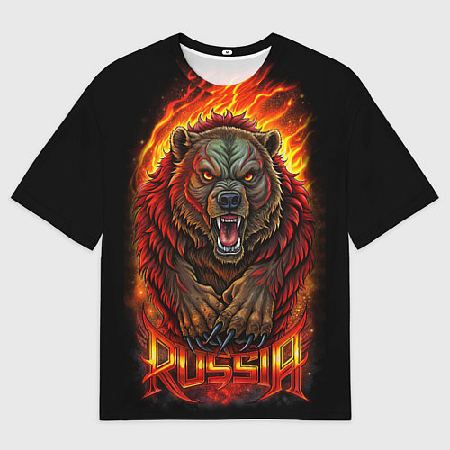 Мужская футболка оверсайз Русский агрессивный медведь / 3D-принт – фото 1
