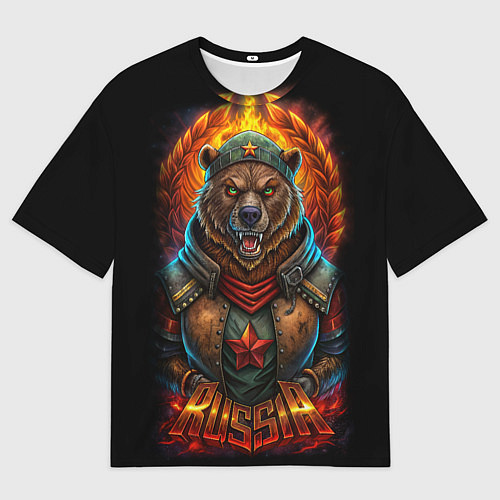 Мужская футболка оверсайз Русский военный медведь солдат / 3D-принт – фото 1