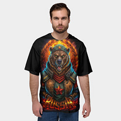 Футболка оверсайз мужская Русский военный медведь солдат, цвет: 3D-принт — фото 2