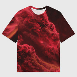 Мужская футболка оверсайз Красный густой дым инферно - inferno red