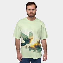 Футболка оверсайз мужская Голубь и лес: эффект двойной экспозиции, цвет: 3D-принт — фото 2