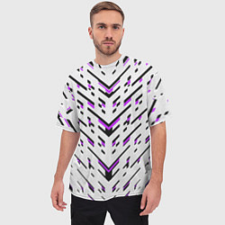 Футболка оверсайз мужская Black and purple stripes on a white background, цвет: 3D-принт — фото 2