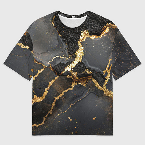 Мужская футболка оверсайз Золото и черный агат / 3D-принт – фото 1