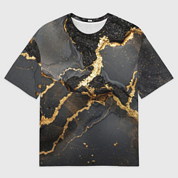 Футболка оверсайз мужская Золото и черный агат, цвет: 3D-принт