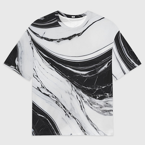 Мужская футболка оверсайз Мрамор черно-белый / 3D-принт – фото 1