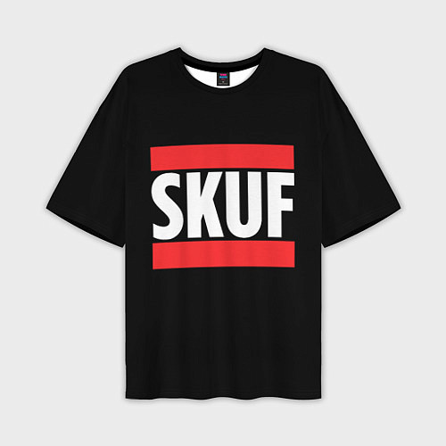 Мужская футболка оверсайз Skuf красные линии / 3D-принт – фото 1
