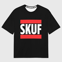 Футболка оверсайз мужская Skuf красные линии, цвет: 3D-принт