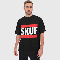 Футболка оверсайз мужская Skuf красные линии, цвет: 3D-принт — фото 2