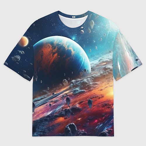 Мужская футболка оверсайз Космос фантастическая планета / 3D-принт – фото 1