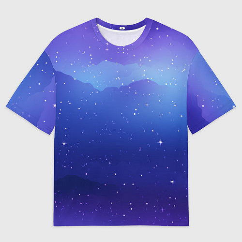 Мужская футболка оверсайз Синий космос и звезды / 3D-принт – фото 1