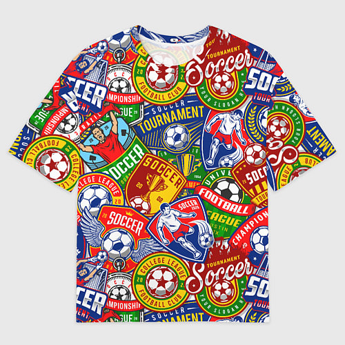 Мужская футболка оверсайз Футбольные командные эмблемы pattern / 3D-принт – фото 1