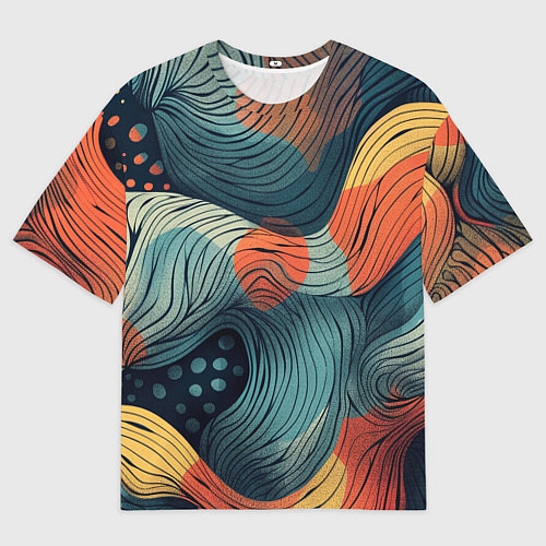 Мужская футболка оверсайз Волны линиями / 3D-принт – фото 1