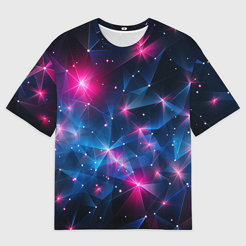 Мужская футболка оверсайз Яркие неоновые вспышки в космосе / 3D-принт – фото 1