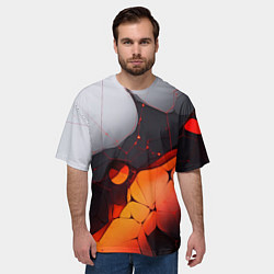 Футболка оверсайз мужская Объемная плита с красной лавой иллюстрация, цвет: 3D-принт — фото 2