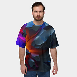Футболка оверсайз мужская Объемные камни в разломе, цвет: 3D-принт — фото 2