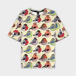 Мужская футболка оверсайз Веселые птички
