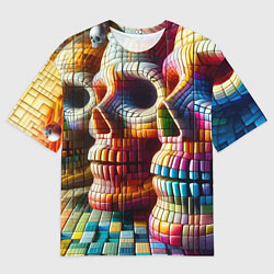 Мужская футболка оверсайз Три черепа - авангард нейросеть