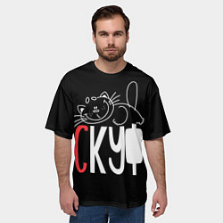 Футболка оверсайз мужская Скуф - ленивый кот, цвет: 3D-принт — фото 2