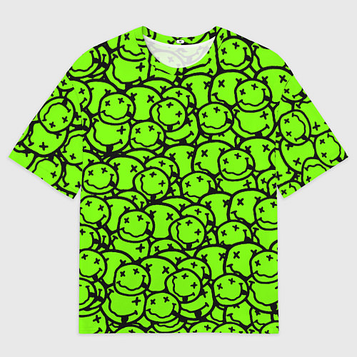 Мужская футболка оверсайз Nirvana токсичный смайл / 3D-принт – фото 1