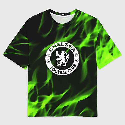 Мужская футболка оверсайз Chelsea sport club fc fire / 3D-принт – фото 1