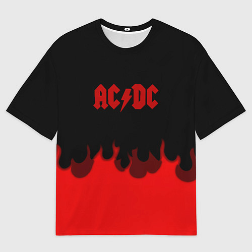 Мужская футболка оверсайз AC DC fire rock steel / 3D-принт – фото 1