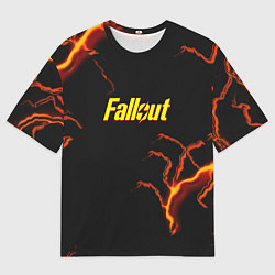 Мужская футболка оверсайз Фэллаут шторм молнии