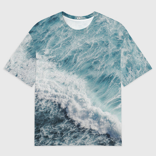 Мужская футболка оверсайз Морская бирюзовая волна / 3D-принт – фото 1