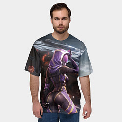 Футболка оверсайз мужская Mass Effect ТалиЗора и космический корабль, цвет: 3D-принт — фото 2
