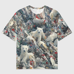 Футболка оверсайз мужская Найди всех медвежат - паттерн, цвет: 3D-принт
