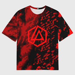 Мужская футболка оверсайз Linkin park red logo