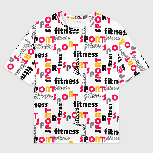 Мужская футболка оверсайз Спортивный паттерн с текстом желтого красного черн / 3D-принт – фото 1