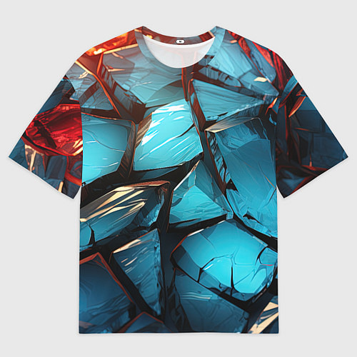Мужская футболка оверсайз Синие объемные плиты / 3D-принт – фото 1