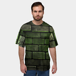 Футболка оверсайз мужская Зеленые неоновые кирпичи, цвет: 3D-принт — фото 2
