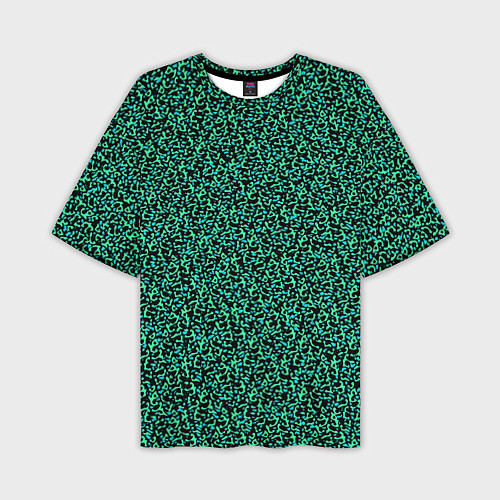 Мужская футболка оверсайз Пёстрый чёрно-сине-зелёный / 3D-принт – фото 1