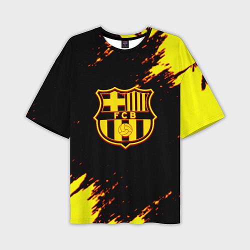 Мужская футболка оверсайз Barcelona огненные краски лого / 3D-принт – фото 1