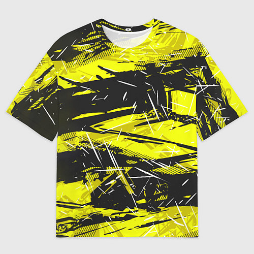 Мужская футболка оверсайз Yellow geometry - спортивный узор / 3D-принт – фото 1