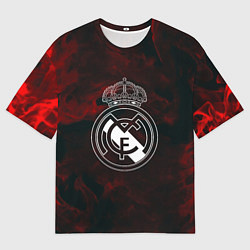 Футболка оверсайз мужская Реал мадрид огонь красный, цвет: 3D-принт