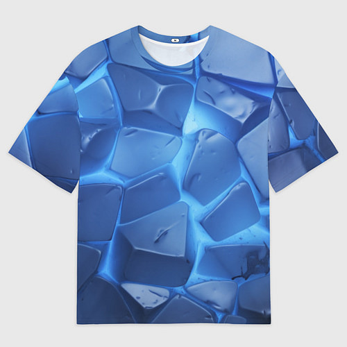 Мужская футболка оверсайз Синие ледяные плиты с разломом / 3D-принт – фото 1