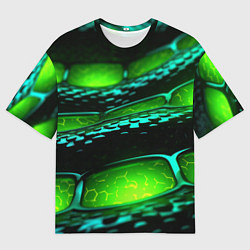 Мужская футболка оверсайз Зеленая змеиная абстрактная текстура