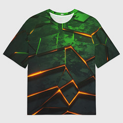 Футболка оверсайз мужская Неоновая яркая геометрическая абстракция со светом, цвет: 3D-принт