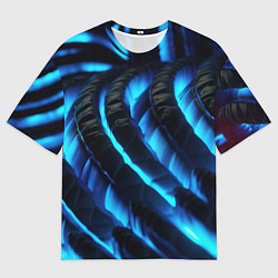 Футболка оверсайз мужская Неоновая яркая геометрическая абстракция со светом, цвет: 3D-принт