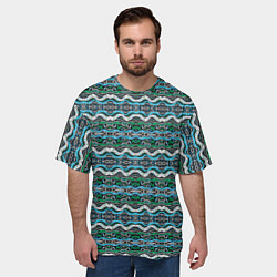 Футболка оверсайз мужская Голубые абстрактные волны, цвет: 3D-принт — фото 2