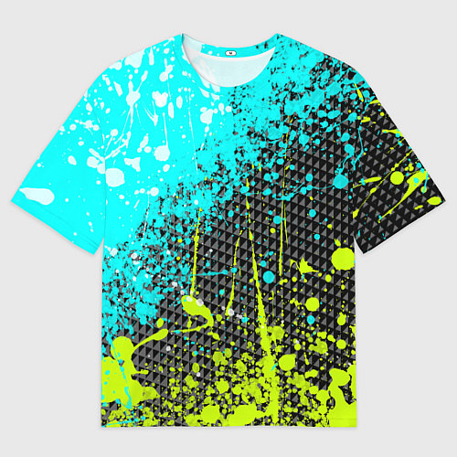 Мужская футболка оверсайз Брызги красок с геометрией / 3D-принт – фото 1