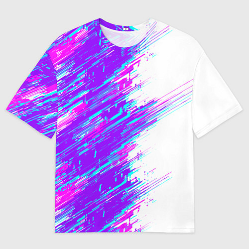 Мужская футболка оверсайз Neon glitch / 3D-принт – фото 1