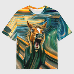Футболка оверсайз мужская Лошадь кричит на картине Эдварда Мунка, цвет: 3D-принт