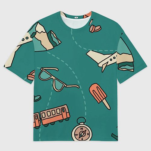Мужская футболка оверсайз Предметы для путешествий, транспорт / 3D-принт – фото 1