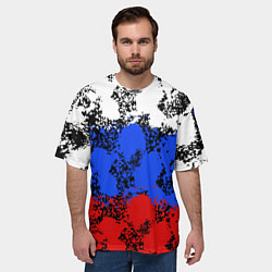 Футболка оверсайз мужская Российский флаг брызги, цвет: 3D-принт — фото 2