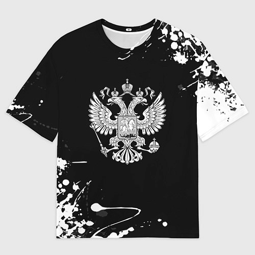 Мужская футболка оверсайз Россия герб краски брызги / 3D-принт – фото 1