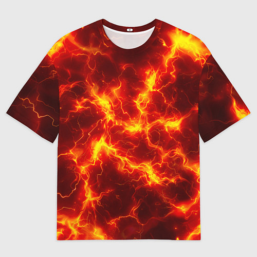 Мужская футболка оверсайз Текстура огня / 3D-принт – фото 1