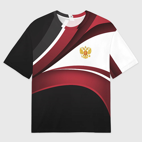 Мужская футболка оверсайз Униформа Россия - бордовая / 3D-принт – фото 1